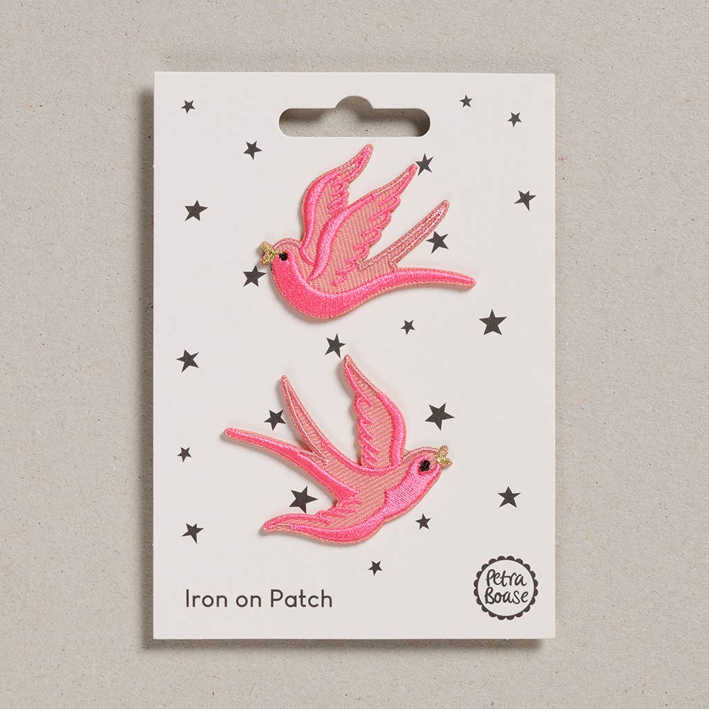 Iron on Patch - By Petra Boase - Pink Swallows