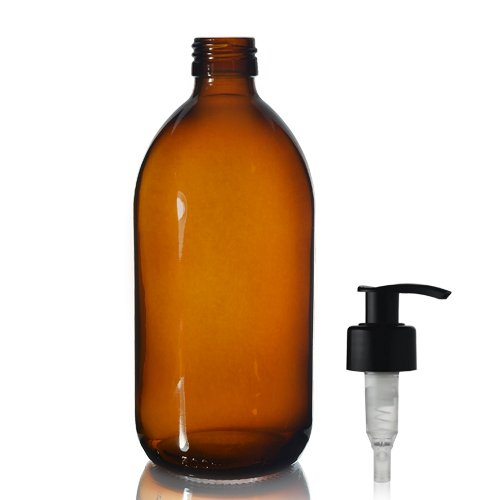 amber glass bottle with pump