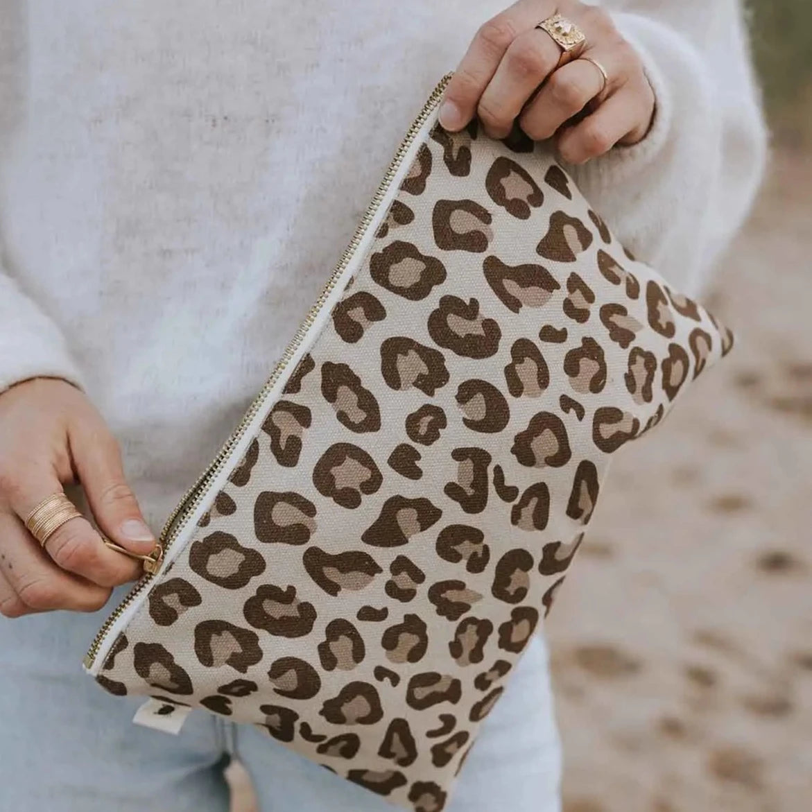Lili Leopard Natural Clutch Bag by Rose In April