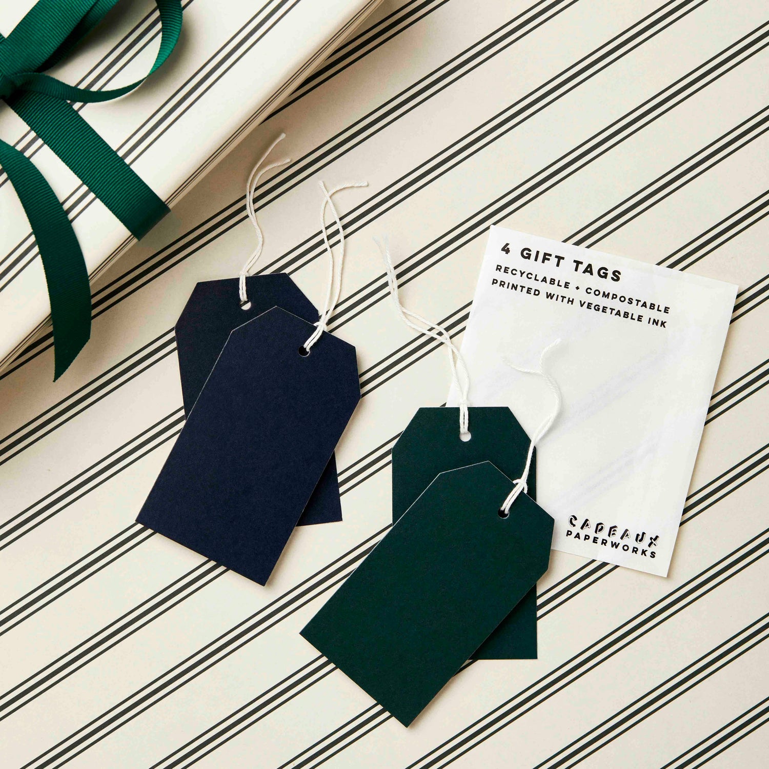 Navy + Racing Green Traditional Gift Tags (Pack of 4) By Cadeux