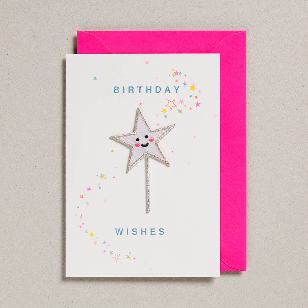 Birthday Wishes Star Wand Patch Card By Petra Boase