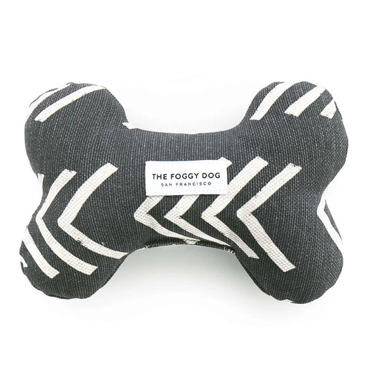 Modern Mud Cloth Black Dog Bone Squeaky Toy By The Foggy Dog