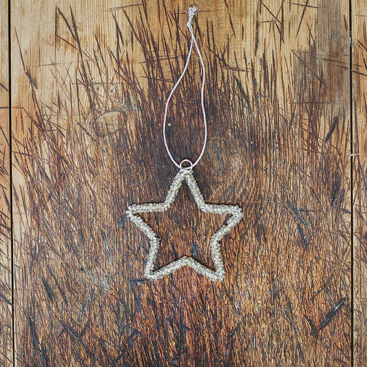 Silver Glass Beaded Star - Small