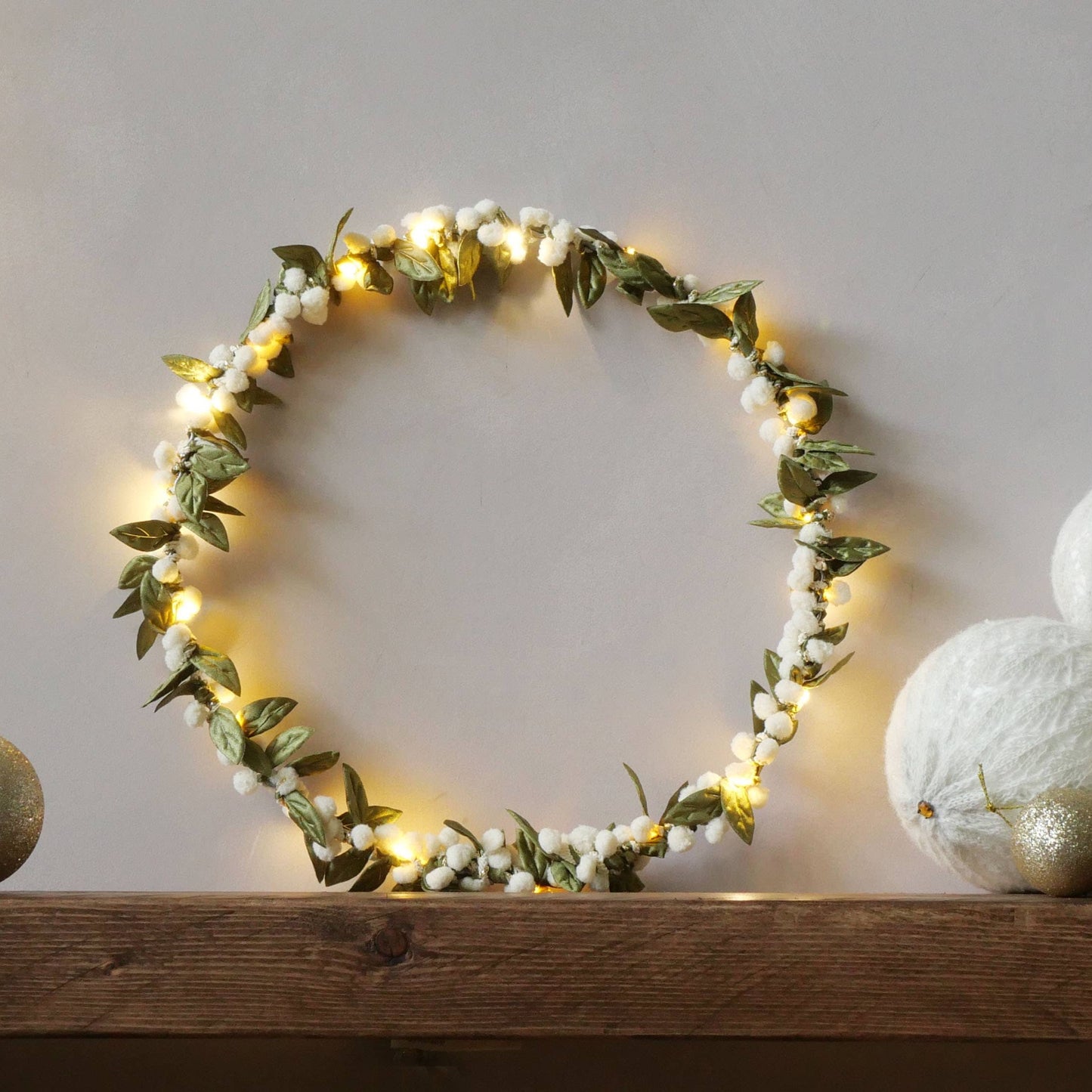 Mistletoe Fairy Light Wreath By Melanie Porter