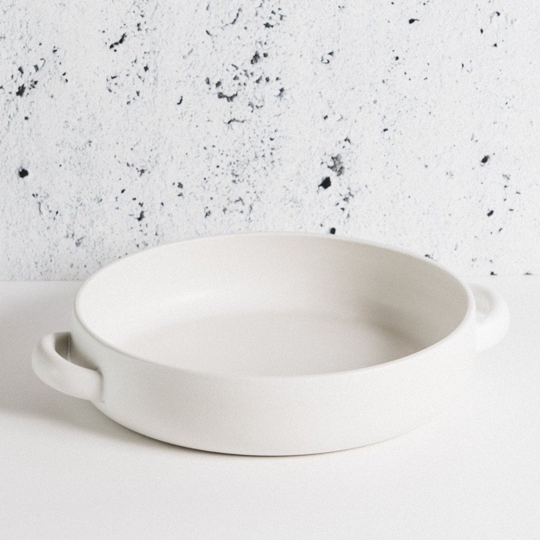 Large 34cm Stoneware Serving Plate In Matte White