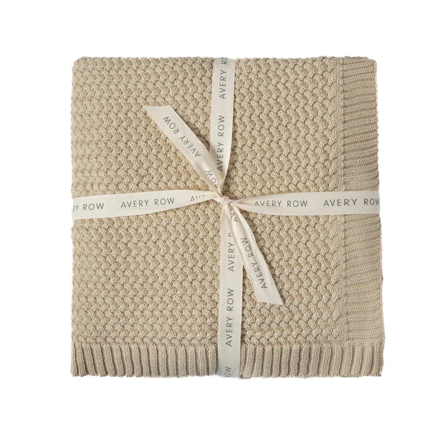 Avery Row Organic Plait Knit Baby Blanket - Oat