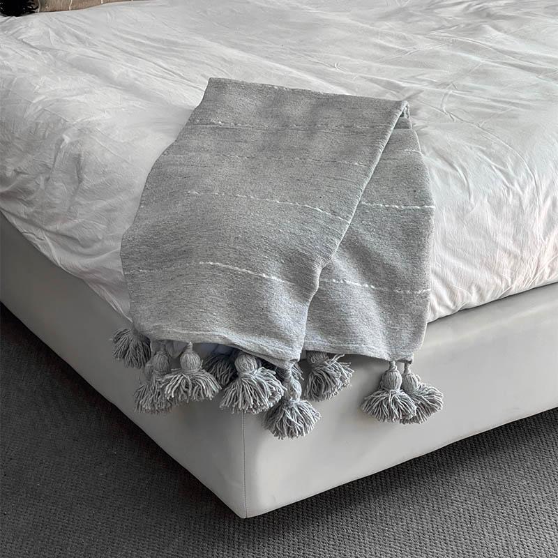 Moroccan Battania Blanket In Grey & Silver