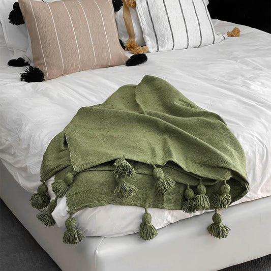 Moroccan Battania Blanket In Forest Green (LAST ONE)