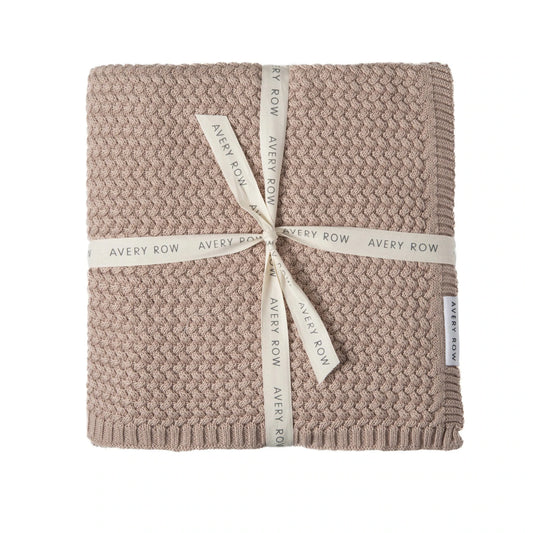 Avery Row Plait Knit Baby Blanket - Blush Pink
