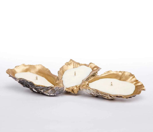 Gold Gilded Oyster Shell Candles - Set of 3