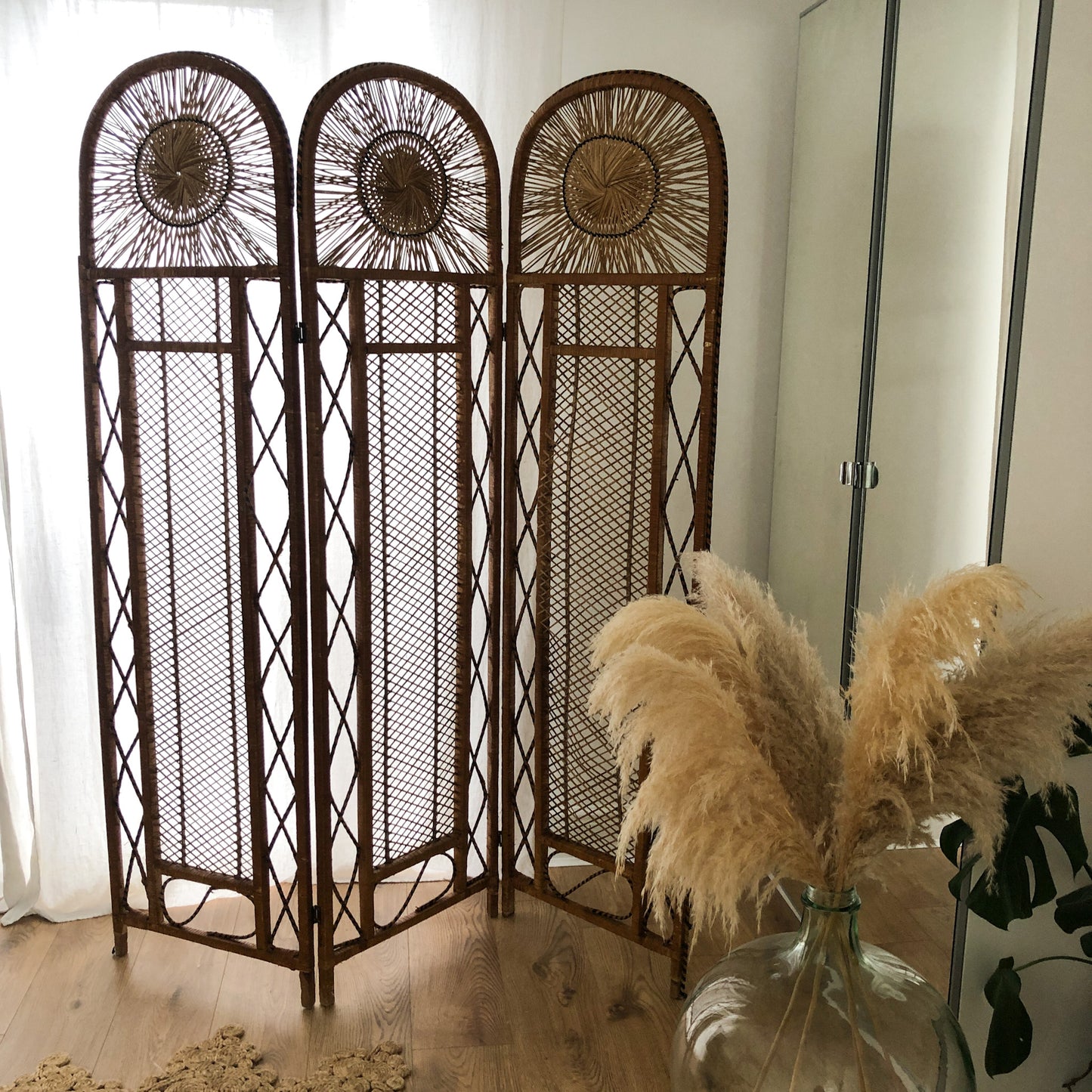 Vintage Rattan 3 Panel Room Divider / Screen