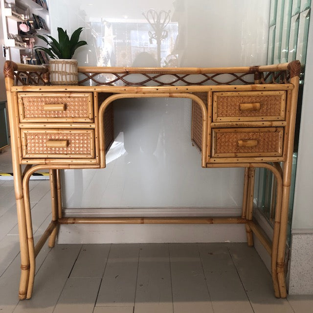 VINTAGE ANGRAVES OF LEICESTER CANE & BAMBOO DRESSING TABLE
