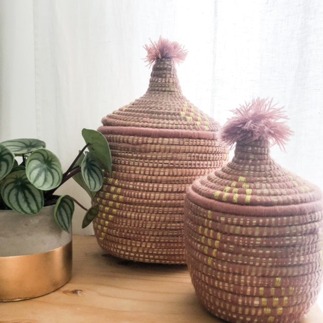 Large Pink & Gold Berber Bread Basket