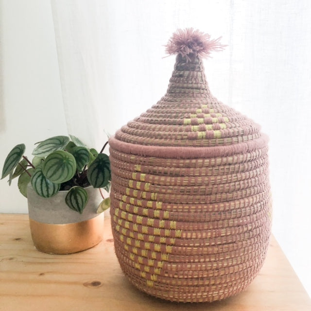 Large Pink & Gold Berber Bread Basket