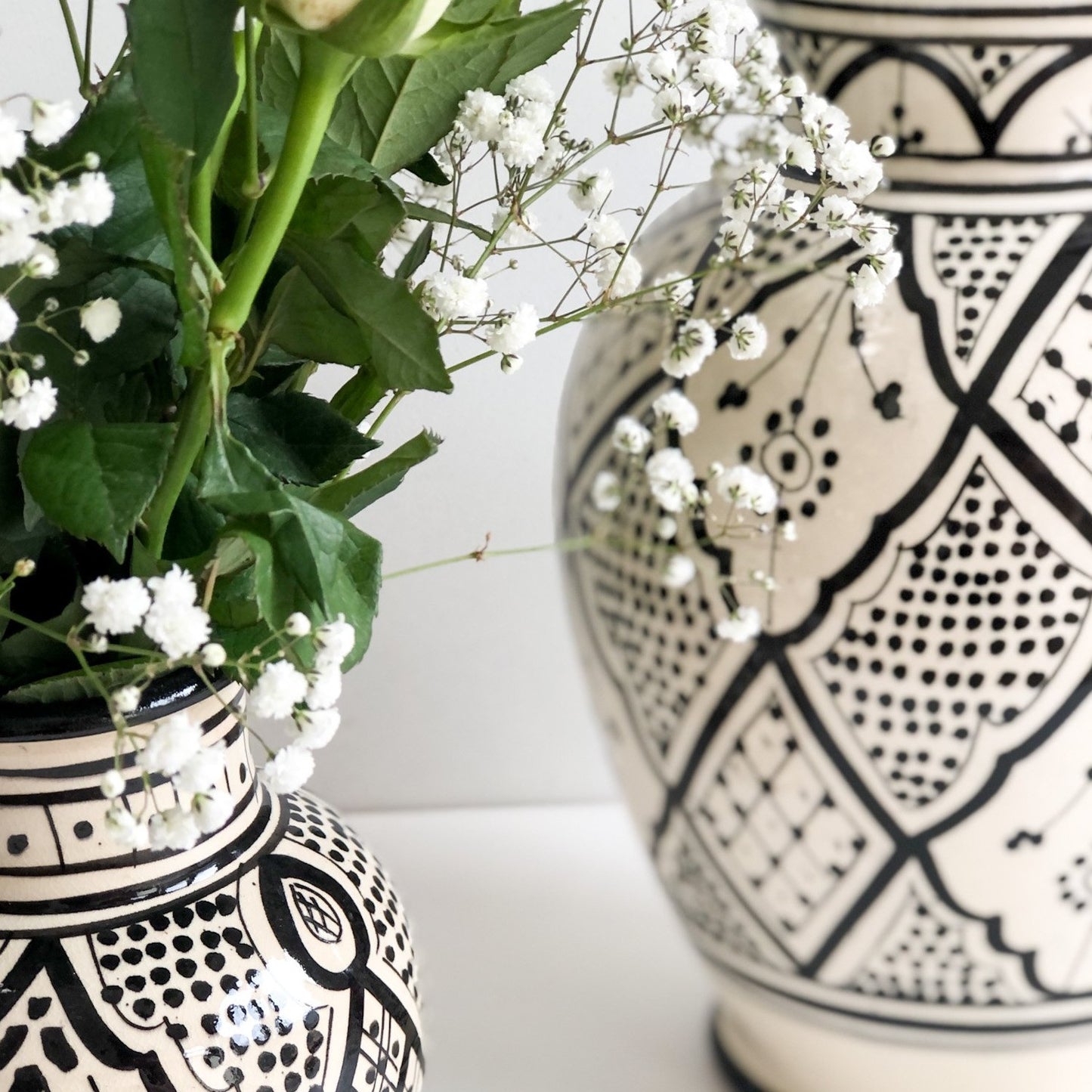 Large Moroccan "Zwak" Vase In Monochrome