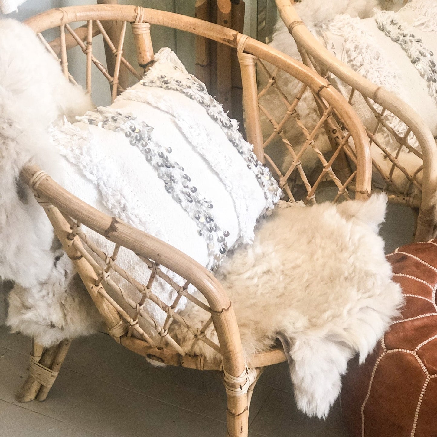 Pair Of Vintage Bamboo Armchairs