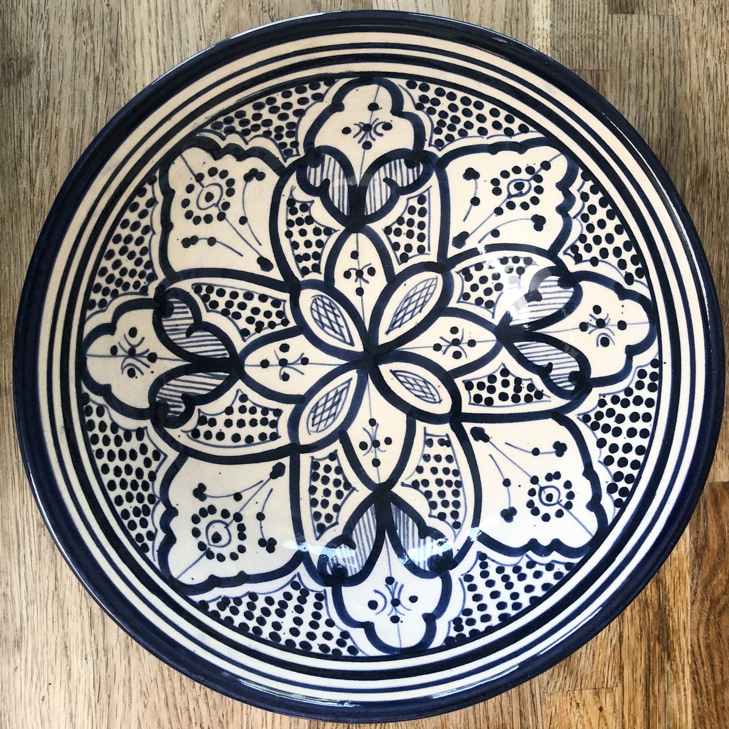 Extra Large Moroccan "Zwak" bowl In Blue & White