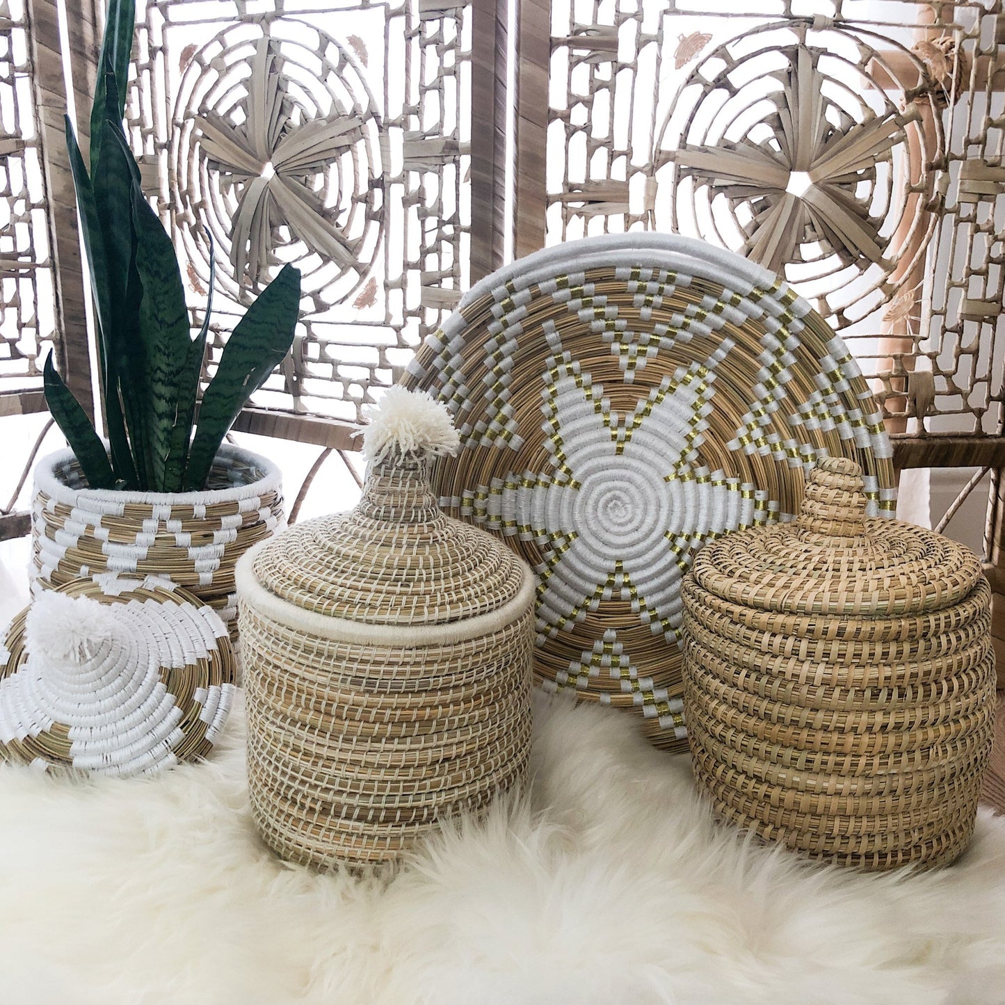 White Zig Zag Berber Bread Basket