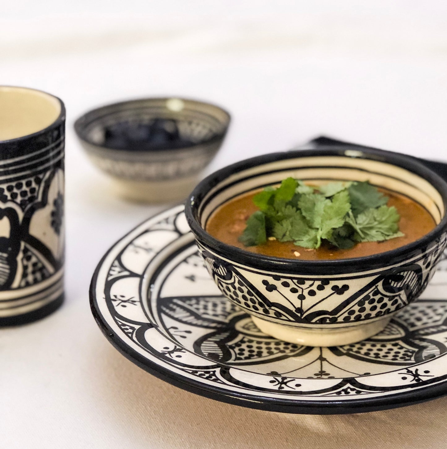 Moroccan "ZWAK" Soup Bowl in Monochrome