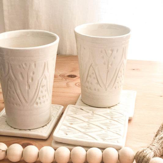 Moroccan White Clay Engraved Tumbler  