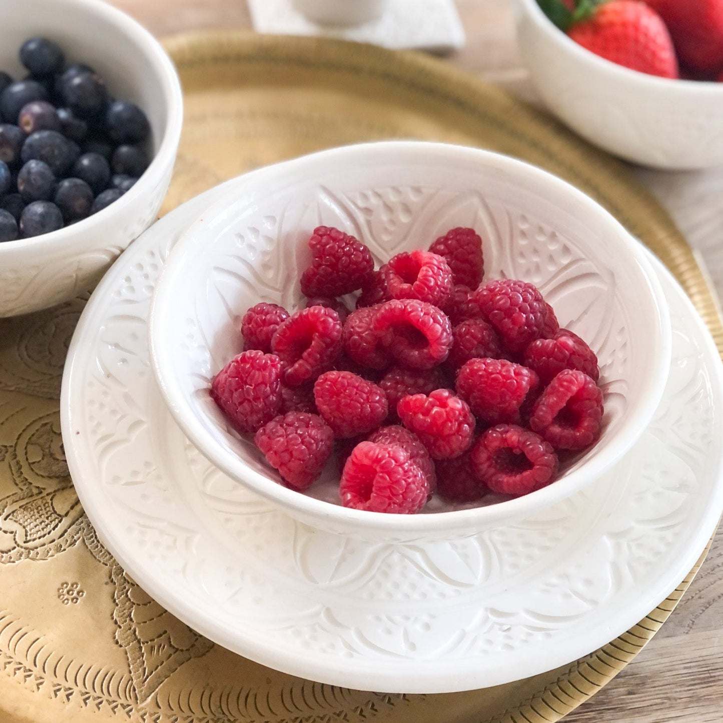 Moroccan White Clay Engraved Bowl  