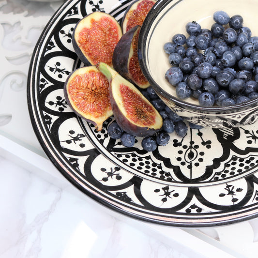 Moroccan "ZWAK" Plate in Monochrome - Medium