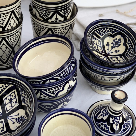 Moroccan "Zwak" Soup Bowl In Blue & White