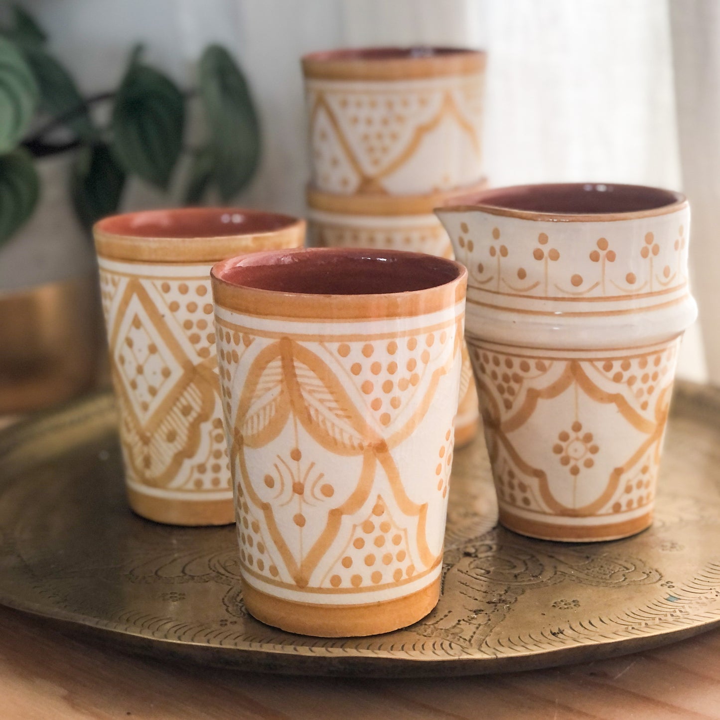 Moroccan Tumbler "ZWAK" in Mustard & White  