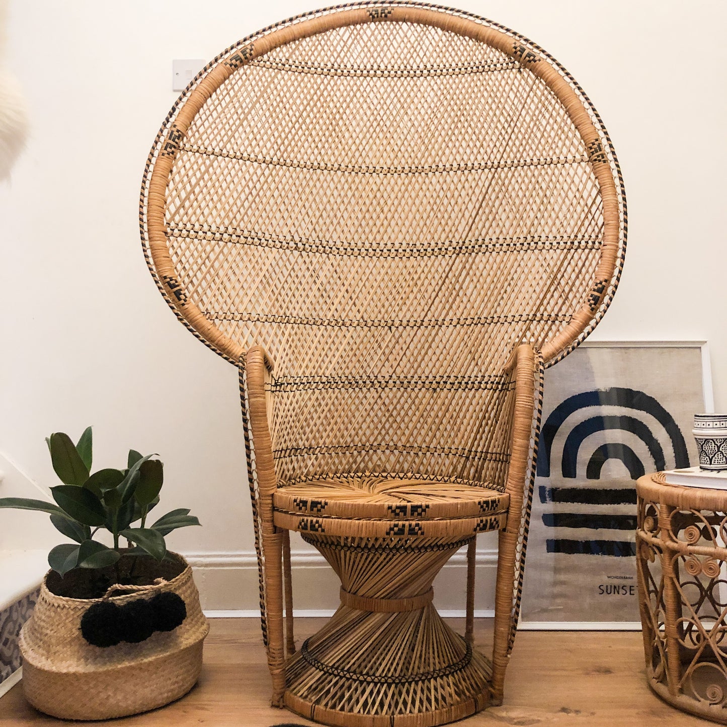 Large Vintage 1970s Peacock Chair