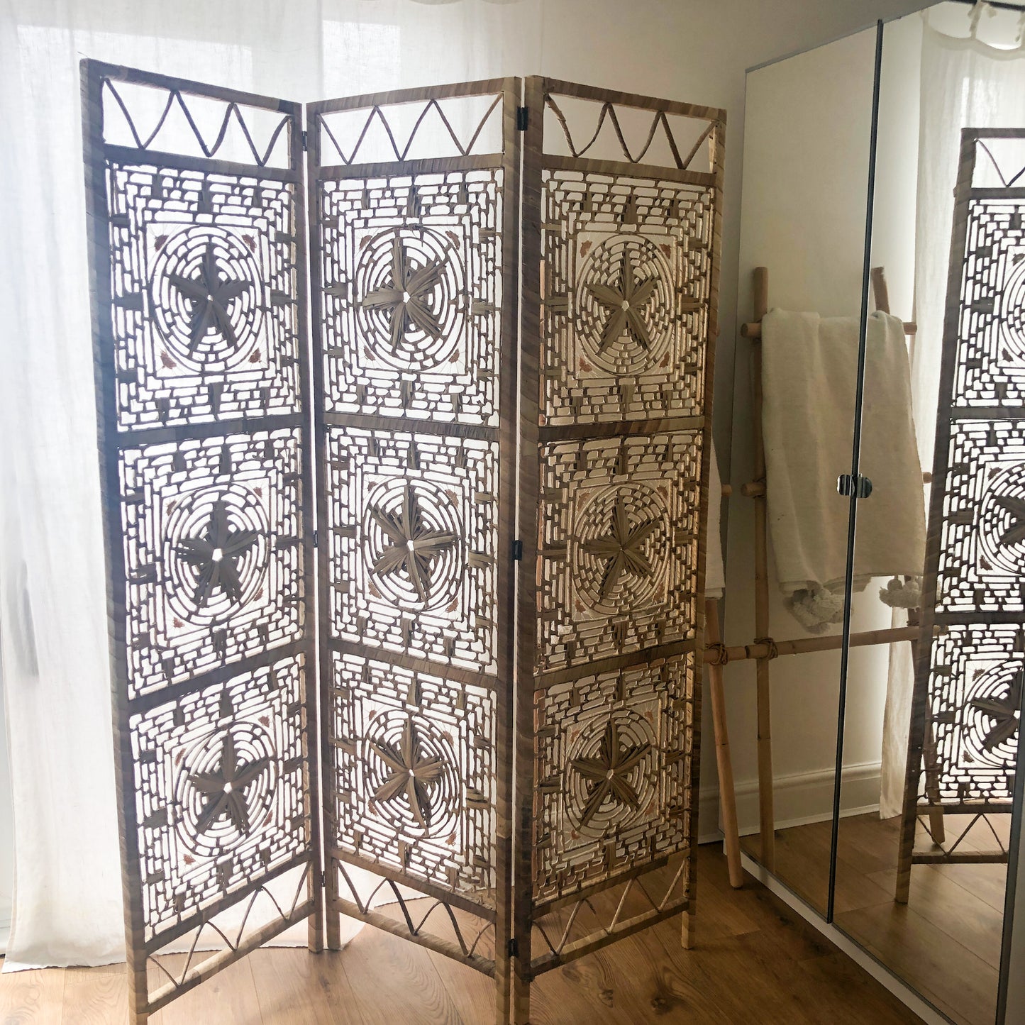 Vintage Rattan 3 Panel Room Divider / Screen