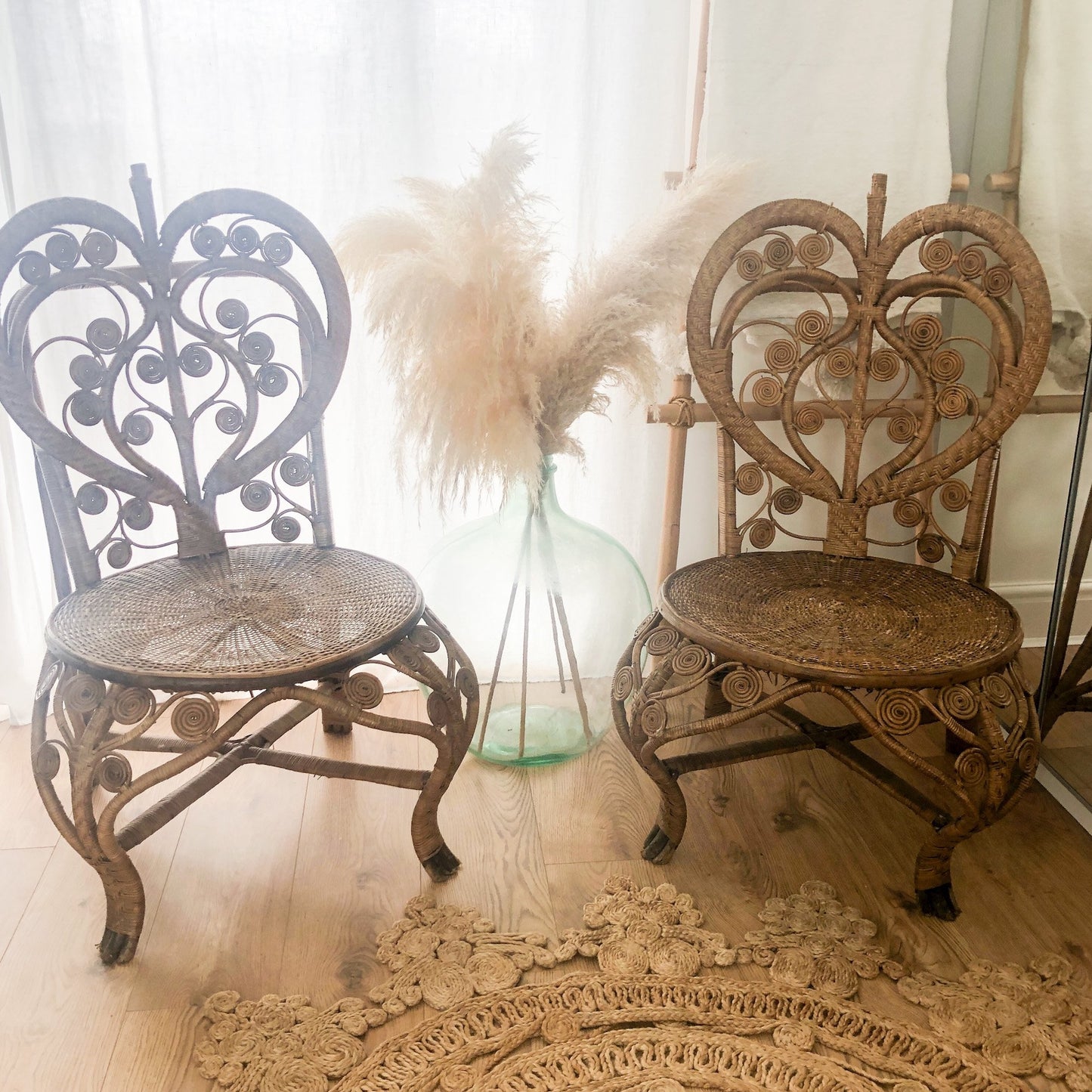 Rare Vintage Peacock Rattan Chair