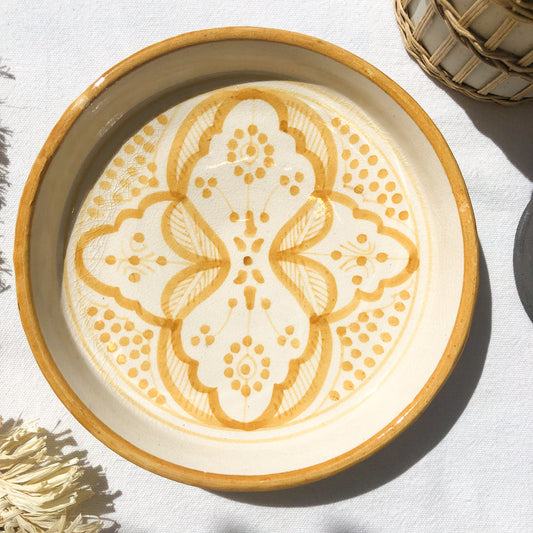 Moroccan "Zwak" Tapas Plate in Mustard & White