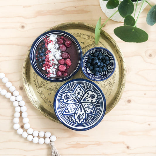 Moroccan "ZWAK" Bowl in Blue & White - Large