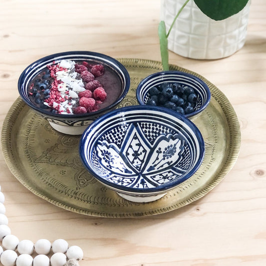 Moroccan "ZWAK" Bowl in Blue & White - Large