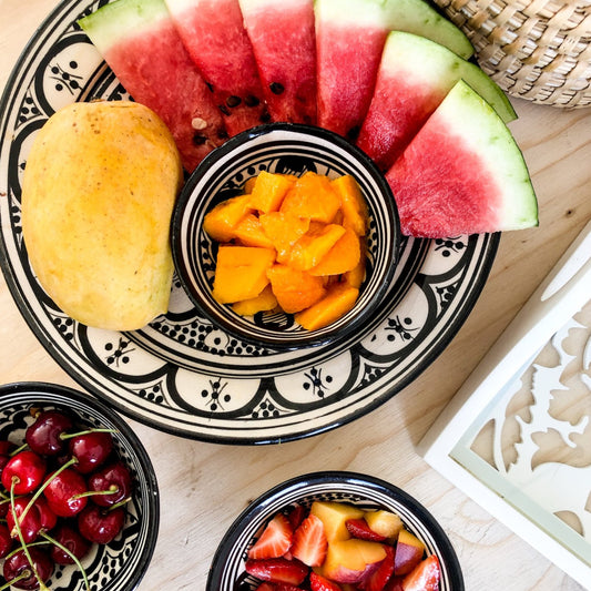 Moroccan "Zwak" Large Plate In Monochrome