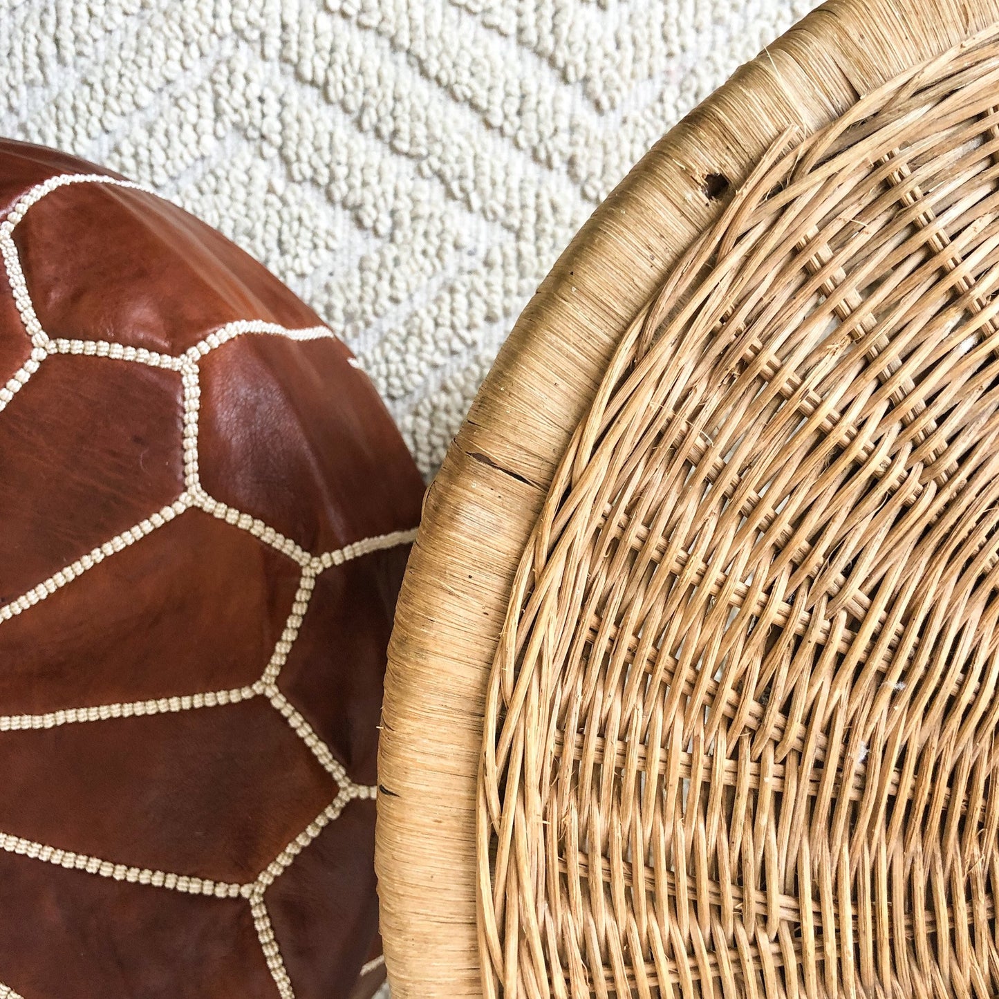 Large Vintage 1970s Rattan Side Table / Plant Stand