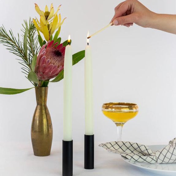 Dipped Beeswax Taper Candle In Natural White