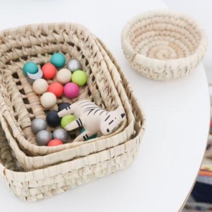Small Round Palm Leaf Trinket Basket