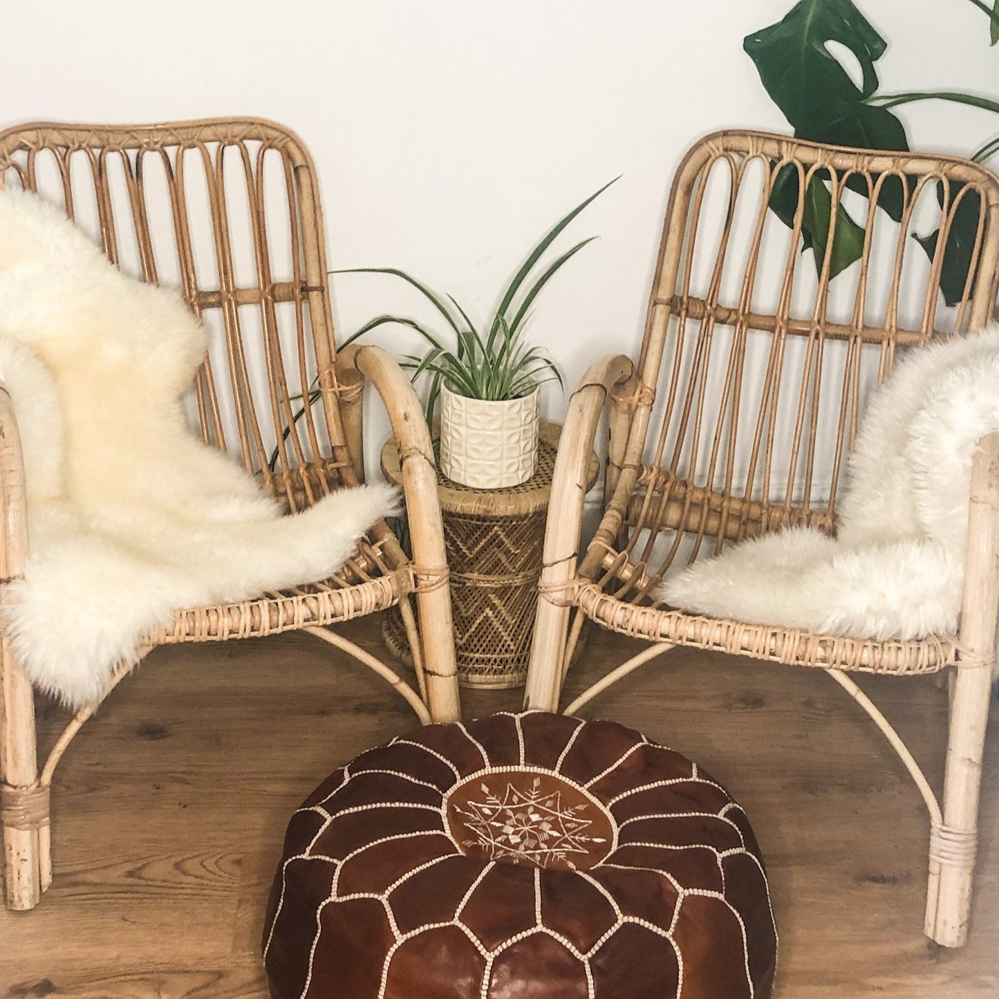 Pair Of Vintage Bamboo Armchairs