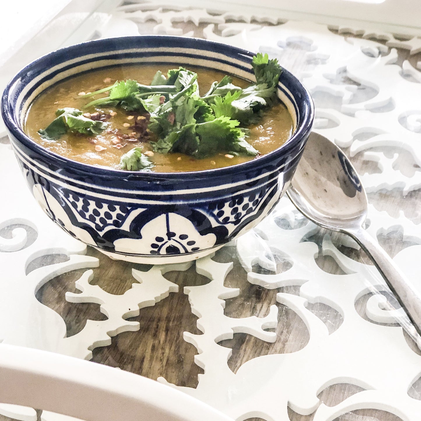 Moroccan "Zwak" Soup Bowl In Blue & White