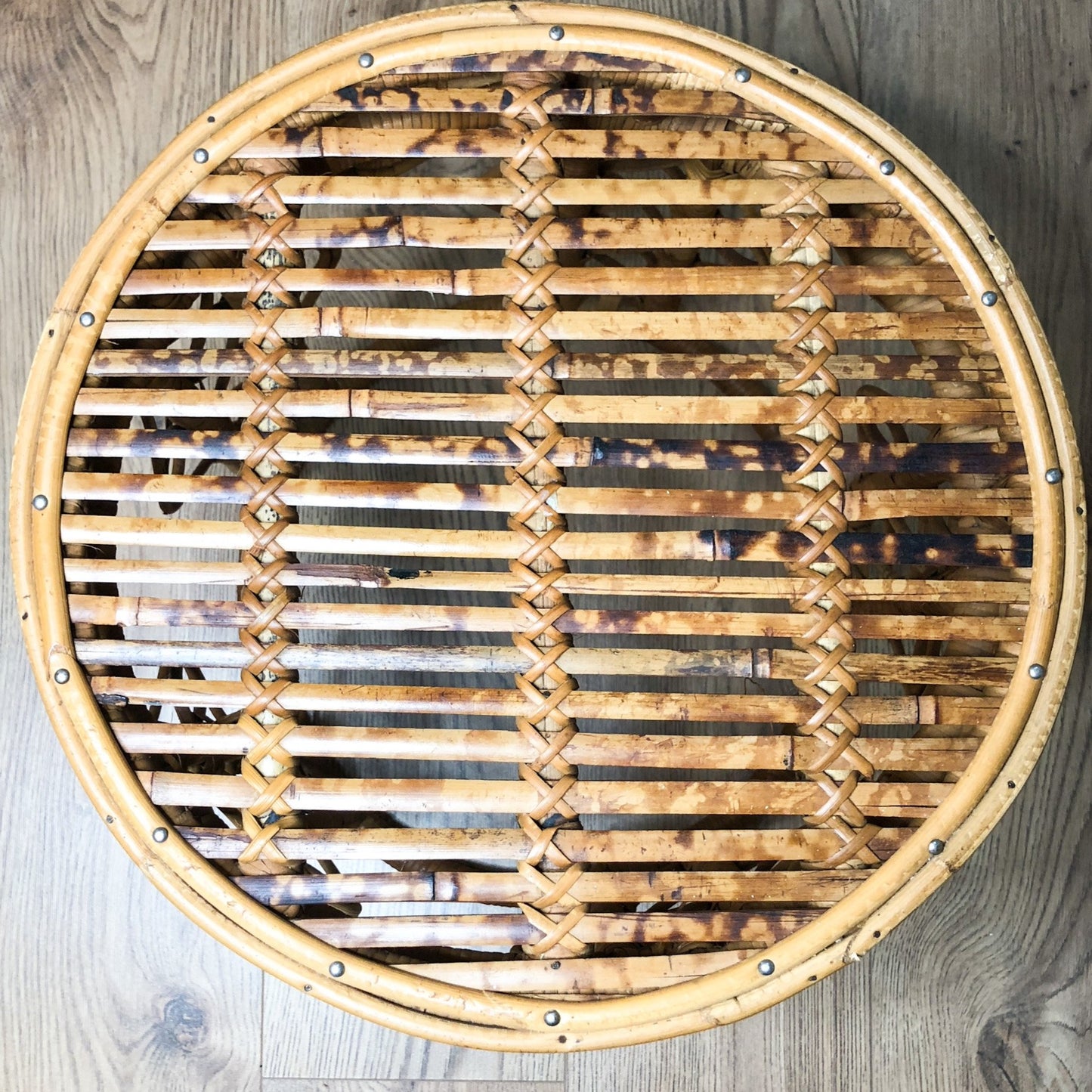 Pair Of Rare Vintage 1970's Bamboo Rattan Nesting Tables