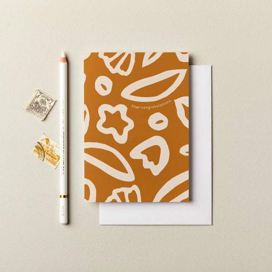 Congratulations Abstract Floral Mustard Card