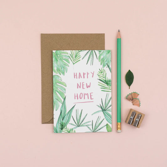 Botanical Happy New Home Card By Plewsy