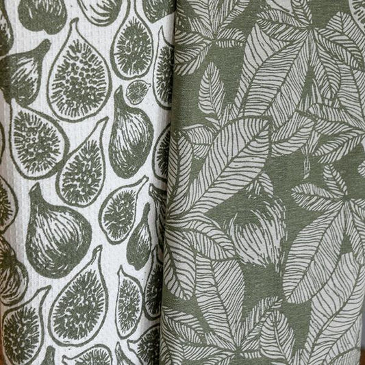 Pack of 2 Fig Tree Tea Towel - Burnt Olive