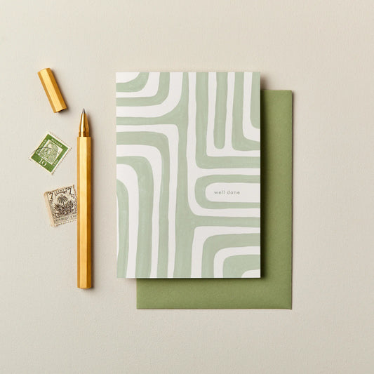 Well Done Abstract Green Lines Card