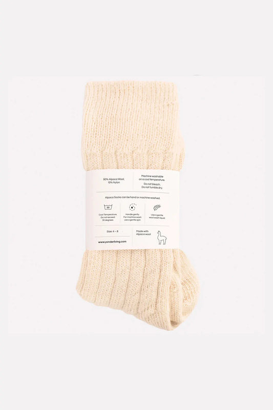 Cream Alpaca Bed Socks By Yonder