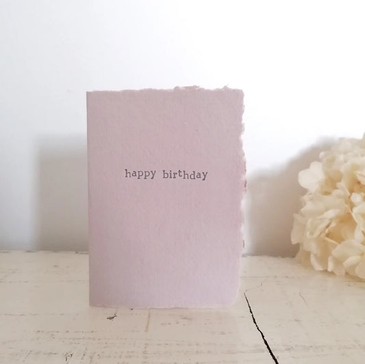 Letterpress Birthday Rag Handmade Card in Pink