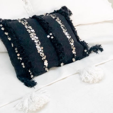 Moroccan Black Handira Cushion