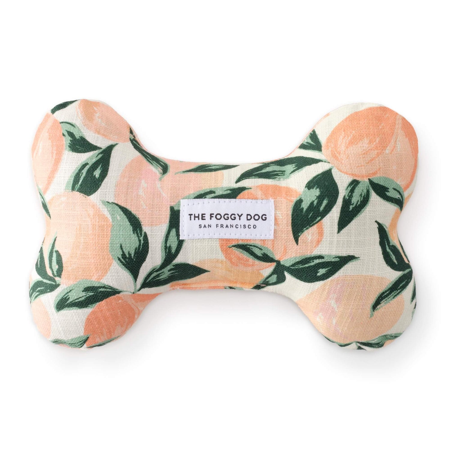 Peaches and Cream Dog Bone Squeaky Toy By The Foggy Dog