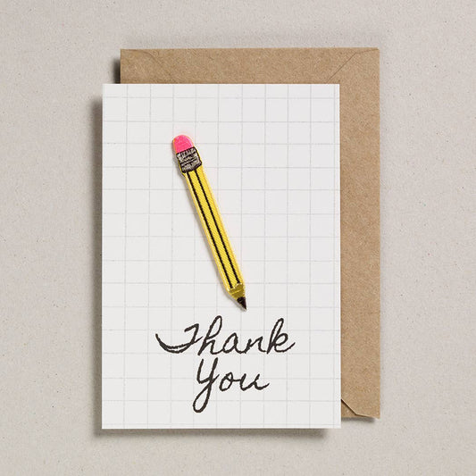 Iron On Patch Card - Pencil (Thank you) By Petra Boase